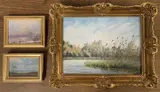 Trio of landscape scenes by David F. Dane, oil, sold Nov 2025