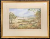 Fox hunting scene by Simon Trinder, watercolour and gouache, sold Nov 2025