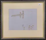 Wildfowling by Julian Novorol, 2001, pencil and gouache, sold Nov 2025