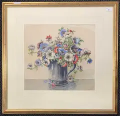 Floral still life study by Edwin Byatt, pencil and watercolour, sold Nov 2025