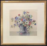 Floral still life study by Edwin Byatt, pencil and watercolour, sold Nov 2025