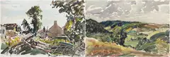 Watercolours - two unfinished paintings by Will Evans, watercolor, sold Jul 2026