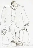 Xmas Shopper by Mike Jones, ink and pencil on paper, sold Jul 2026