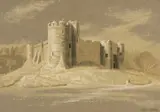 Chepstow Castle 1977 by Hugh Melvill Crowther, pastel, offered Jul 2026