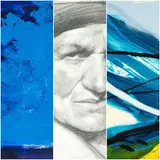 comprising Arnold Lowrey acrylic - 'Blue Mood', signed and dated, 38.5 x by Parcel Of Pictures, acrylic, sold Jul 2026