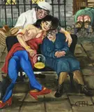 Hands Full by Carl F.E. Hodgson, oil on canvas, sold Jun 2026