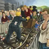 Last Train 2 by Carl F.E. Hodgson, oil on canvas, sold Jun 2026