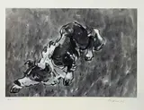 Artist's proof monochrome print - crouching sheepdog by Kyffin Williams, print, sold Jun 2026
