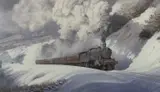 Colour print - steam train in snow by Ifor Pritchard, print, sold Jun 2026