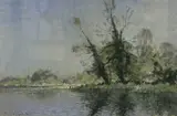 Black Poplars by James Longueville, pastel, sold Jun 2026