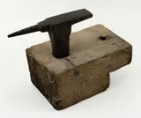 mounted on wooden base, 17 (h) x 23 (l) x 11cms (w) overall by Jeweller's Cast Iron Anvil, sculpture, sold Jun 2026