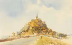 watercolour - Mont St. Michel, titled verso, signed, 28 x 43. by Grenville George Cottingham, watercolour, offered Jun 2026