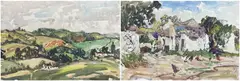 Watercolours - two unfinished paintings by Will Evans, watercolor, sold Jun 2026