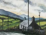 'Landscape with Telegraph Poles by Donald Dakeyne, acrylic, sold Jun 2026