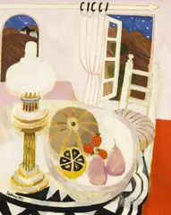 Lamp by Mary Fedden, 1986, oil on canvas, sold May 2026