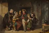 oil on canvas - 'Leaving Home', signed and dated by Robert Thorburn Ross, 1860, oil on canvas, sold May 2026