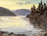 Lake Vyrnwy - Dusk Study by Matthew Wood, oil on board, sold May 2026