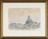 Colour print - Llanddwyn Lighthouse by Kyffin Williams, print, sold May 2026