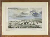 Hand-coloured steel engraving - View of Louisburg in North by Pierre-Charles Canot, engraving, sold May 2026