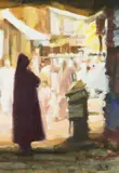 In the Bazaar by David Randal Davies, oil on board, offered Apr 2026