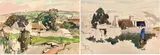 Watercolours - two unfinished paintings depicting village scenes with by Will Evans, watercolor, sold Apr 2026