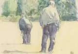 Bowls at Cwmdonkin Park by Gordon Stuart, watercolour, sold Apr 2026