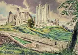 Conisborough by Edgar Holloway, 1982, watercolour and pencil, sold Apr 2026