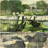 Entitled verso 'Cheshire by Kenneth Harold Gresty, 1967, oil on board, sold Apr 2026
