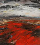 Red After Rain by Jan Gregson, mixed media, sold Apr 2026