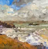 Porth Cwyfan, Anglesey by David Grosvenor, oil on canvas, sold Apr 2026