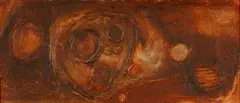 Rust by Ogwyn Davies, oil and collage on board, sold Apr 2026