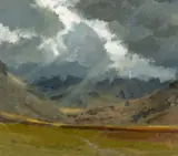 Blustery, Nant Ffrancon by David James Woodford, oil on board, sold Apr 2026