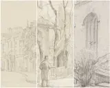 Temple by Edgar Holloway, pencil on paper, sold Apr 2026