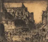 Apse of St. Walburgh Furnes by Frank Brangwyn, etching, sold Apr 2026