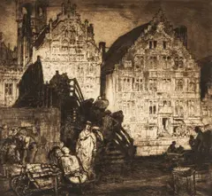 Old Houses, Ghent by Frank Brangwyn, etching, sold Apr 2026
