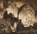 Old Houses, Ghent by Frank Brangwyn, etching, sold Apr 2026