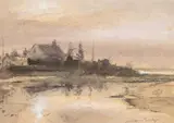 Foryd Bay by William Selwyn, mixed media on paper, sold Apr 2026