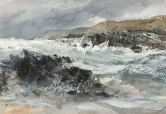 Porth Dafarch by William Selwyn, mixed media on paper, sold Apr 2026