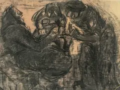 The Family by Josef Herman, charcoal and paint, sold Apr 2026