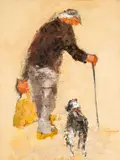 Figure with Dog 3 by Alastair Elkes-Jones, oil on canvas, sold Apr 2026