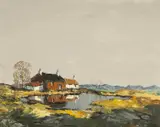 Farm Near Snowdon by Charles Wyatt Warren, oil on board, sold Apr 2026