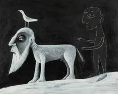 The Shepherd by Tony Goble, oil on card, sold Apr 2026