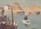 Sunlit Mevagissey by Gyrth Russell, oil on board, sold Apr 2026