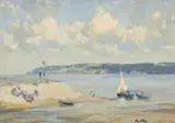 Red Wharf on Anglesey by Gyrth Russell, oil on board, sold Apr 2026