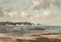 Red Wharf Bay, Anglesey by Gyrth Russell, oil on board, sold Apr 2026
