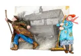 One with walking stick and by Luned Rhys Parri, mixed media, sold Apr 2026