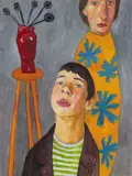 Figures with Vase by Meirion Ginsberg, oil on canvas, sold Apr 2026