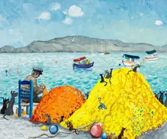 Greece by Nick Holly, oil on canvas, sold Apr 2026