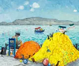 Greece, Kephalonia by Nick Holly, oil on canvas, sold Apr 2026