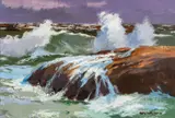 Surf and Dark Sky by Donald McIntyre, acrylic, sold Apr 2026